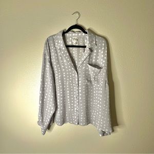 ❤️ WORTHINGTON Gray & White, Long Sleeve Blouse, Size 2X